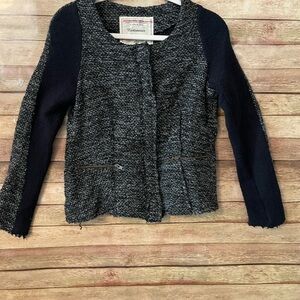 Anthropologie Cartonnier Women’s Black Gray Sweater Cardigan Jacket Size Medium